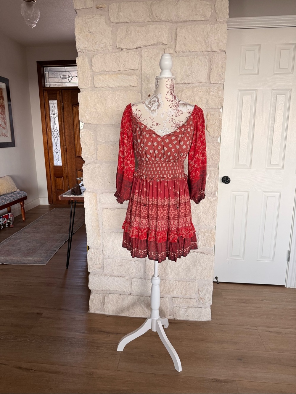 Spell and the Gypsy Red Floral Smocked Mini Dress